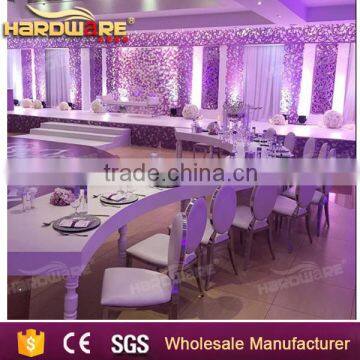 mdf wedding banquet table,golden metal base mdf wedding table