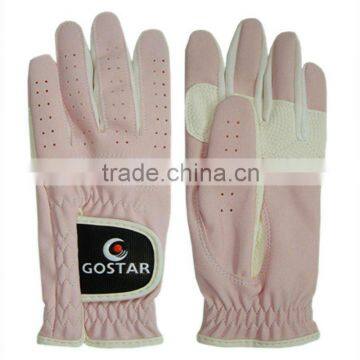 Pink Synthetic Leather Golf Glove for Woman