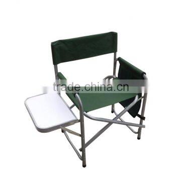 Aluminum folding director chair with side table and pocket