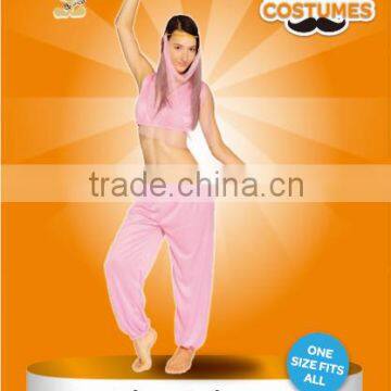 Arabian Princess sexy pink costume with veil for Halloween Carnival Party