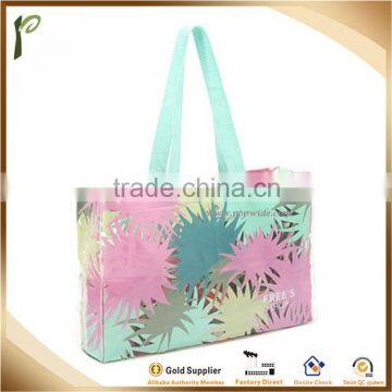 Popwide newest 2014 Beauty Flower Color PVC custom tote bag