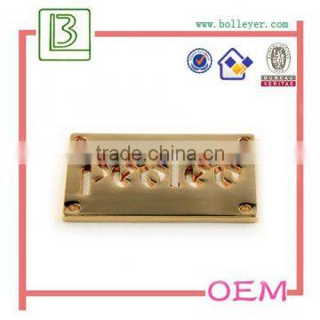 rectangle embossed logo metal label for garment and Bags