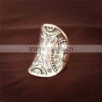 Ethnic Vintage Jewelry Zinc Alloy Rhinestone New Design Gold Finger Ring for Women photo-4