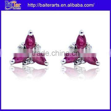 Best Seller ! Wholesale Fashion .925 Sterling Silver Red Real Ruby Earrings photo-5