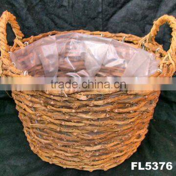 Rustic Rattan Garden Planter Pot