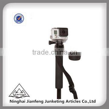 Trekking / Walking Poles - Pair of Monopod Poles w/3 Flip Locks, Detachable Rubber Feet, And GoPro Camera Mount