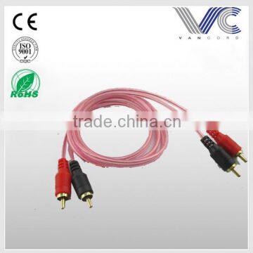 Top hot selling gold plated transparent 3.5mm to 2RCA Audio and Video RCA cable