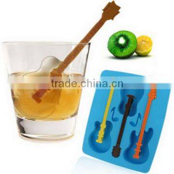 New Silicone Guitar Shape Chocolate Cake Ice Cream Moulds Summer Blue DIY Ice Tray Mould Ice Cream Tools