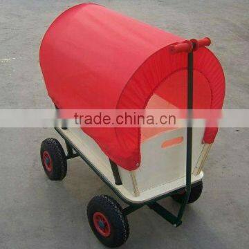 wood kid wagon with red tent