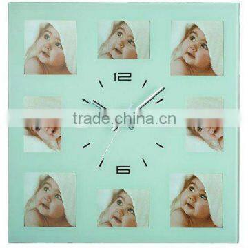 Glass photo frame wall clock