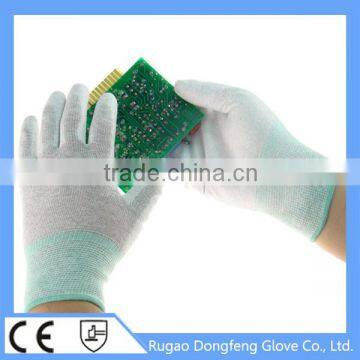 Anti Static PU Palm Coated 13 Gauge Seamless Knitted ESD Safety Work Gloves With Nylon Carbon Finber Liner