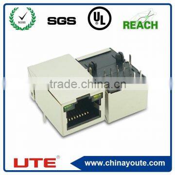 rj45 plug with transformer and led female right angle wifi modem connector