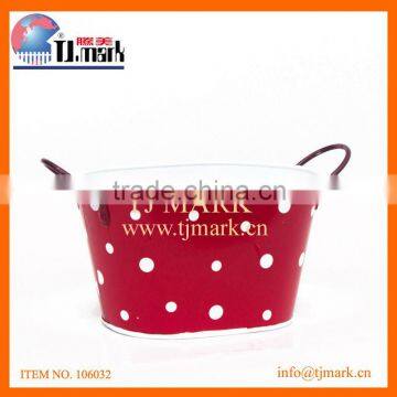 GARDEN TOOLS DUAL TONES BUCKET RED PAINTED WITH WHITE DOTS