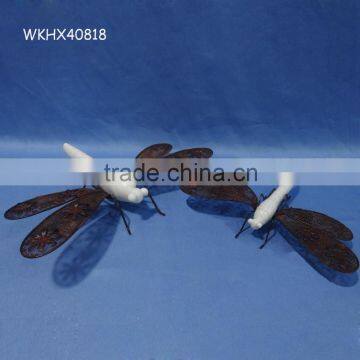 Hot sale ceramic metal dragonfly garden decoration