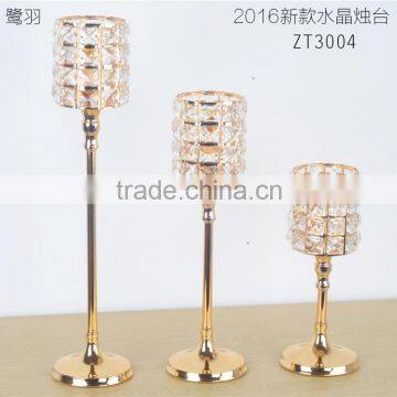 27/37.5/47.5cm High Luxury Round Crystal Chroming Metal Base Crystal Candle Holder