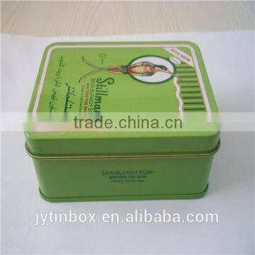 Square green colour birds printing soap tin can packaging