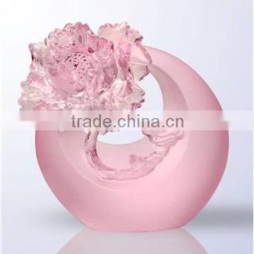 flower blossoming decoration pink liuli glass home wedding gift