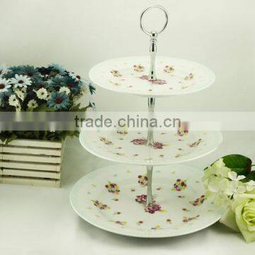 Factory 3 tiers Ceramic cake plate for wedding cake plate