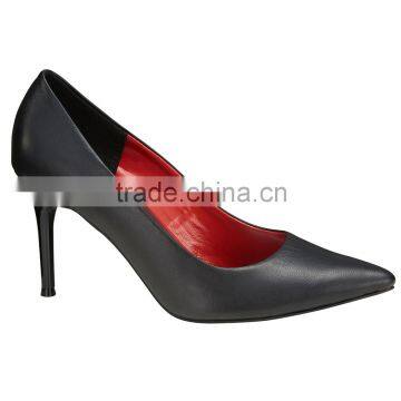 2016 High Fashion Pointed Toe High Heel Classic Ladies Breatheable PU Lining Comfortable Black Sheep Skin Pump Shoes