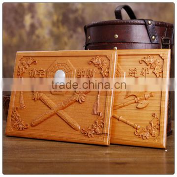 Peach wooden Shan Hai Zhen Plaque, Feng Shui Plaques