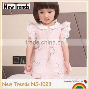 Cute pink & yellow cotton short dress chidren summer dress 74-98 cm baby girl