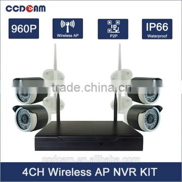 4CH 960P Outdoor Night Vision P2P Onvif H264 WIFI NVR KIT 1.3MP Wireless Network Camera IP