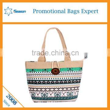 Fashoin colorful summer printed stripes canvas bag                        
                                                                                Supplier's Choice