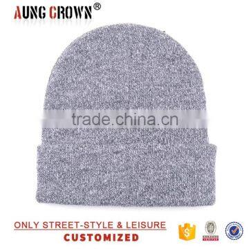 Women Men Gray Fitted Beanie Cap Hat photo-3