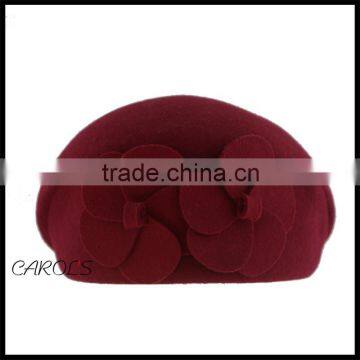 women cap women cap wool felt pillbox beret hat with handmade flowers
