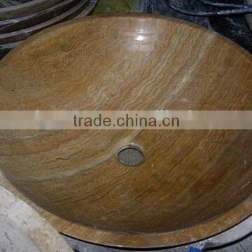 polished natural wood stone basin