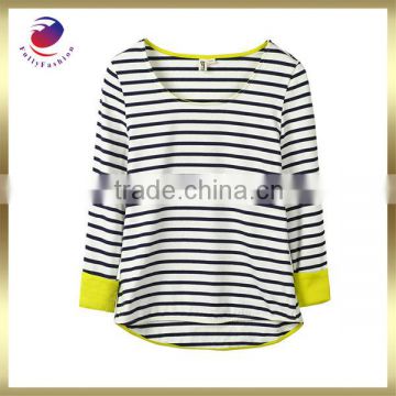 latest design women wholesale striped t-shirt