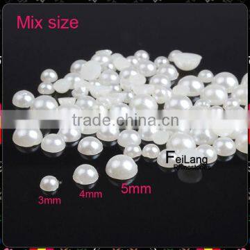 Feilang white Mixed Size Half Round Pearl