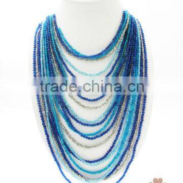 Beautiful Blue Gemstones Multistrands Necklace Handmade JN367