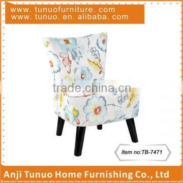 Chair,Simple design,Relaxing,Solid wood and flower fabric,With piping,TB-7471