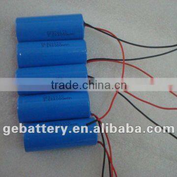 Power battery Cylindrical Li-ion Battery Batteries 26*65mm Cell with PCB, Cable and connector
