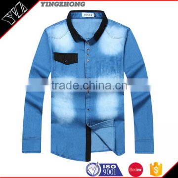 Garment factory Custom shirts cowboy cotton long Sleeven Shirst for man clothing dropship