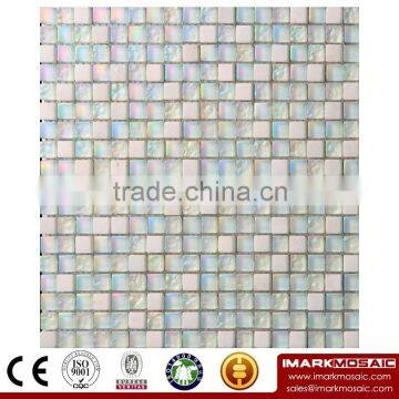 IMARK Mixed Color Marble Mosaic Tiles with Electroplated Coated Glass Mosaic Tiles(IXGM8-037)