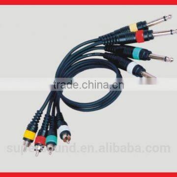 4xRCA male to 4x6.35mm mono JACK male dual audio cables