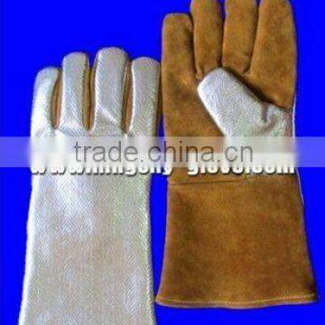 Golden Cow Split Leather Aluminum Foil Heat Resistant Welding Glove