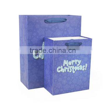 Pure green printed Christmas day shopping paper bag