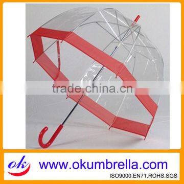 Hot sale fashion design transparent dome umbrella with color edging