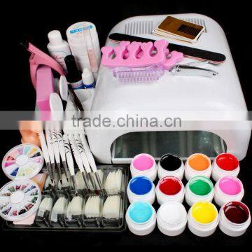 36W White Cure Lamp Dryer & 12 Color UV Gel Nail Art Tools Sets Kits