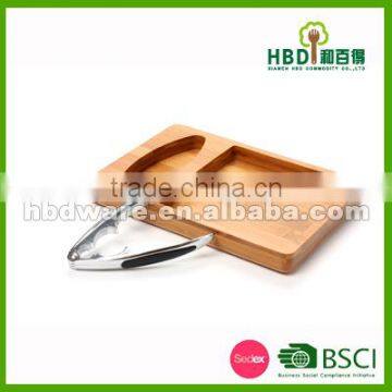 Nut cracker and bamboo nut tray