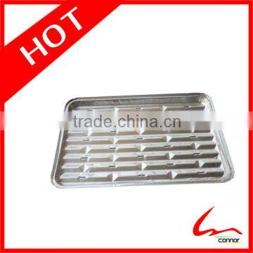 Disposable rectangular aluminum foil BBQ tray