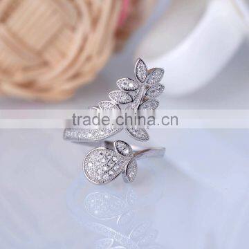 925 Sterling Pine Tree Leaf and Pine Cone Silver Ring Open Ended Design photo-3
