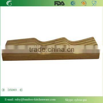 DX003/In Drawer Counter Kitchen Bamboo Knife Holder Rack Storage Block photo-4