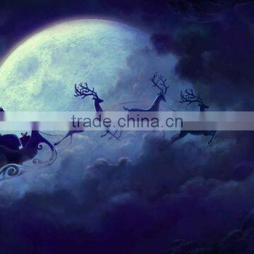 Canvas poster of Santa delivery in clounds