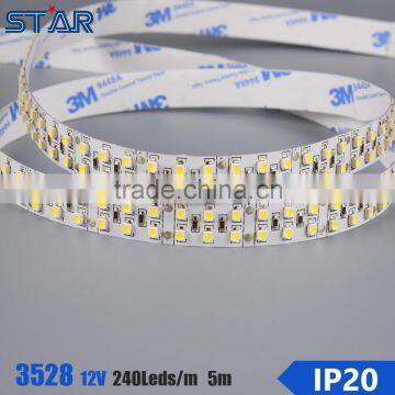 Long lifespan 240 led/m 3528 warm white flexible smd led strip