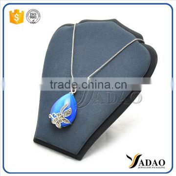 Wholesale China custom handmade jewellery shop displays blue suede mannequin necklace holder