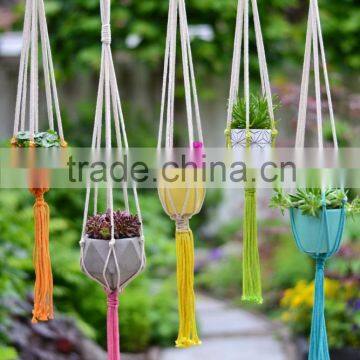 MACRAME PLANT HANGER COTTON ROPE PLANT HANGER COLORFUL